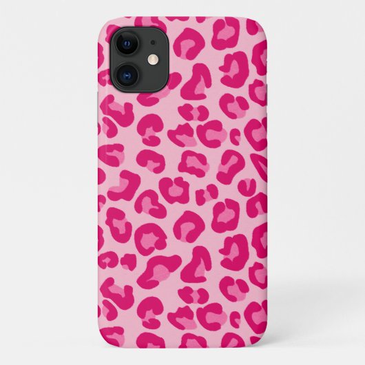 Leopard Print in Pastel Pink、Hot Pink、および明るい赤紫色 Case-Mate iPhoneケース (裏面)