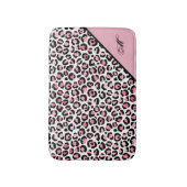 Leopard Print in Pink White & Black with Monogram バスマット (正面縦)