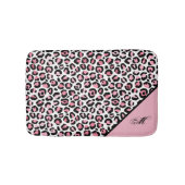 Leopard Print in Pink White & Black with Monogram バスマット (正面)