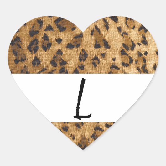 Leopard Print Lモノグラムイニシャル商品 ハートシール (正面)