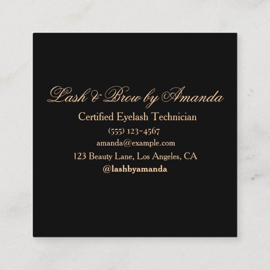 Leopard Print Lash Techミニマルはっきりしたリストデザイン スクエア名刺 (裏面)