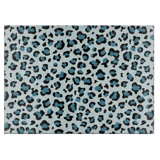 Leopard Print、Leopard Spots、Blue Leopard カッティングボード (正面)