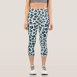Leopard Print、Leopard Spots、Blue Leopard カプリレギンス
