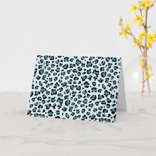 Leopard Print、Leopard Spots、Blue Leopard カード (黄色い花)