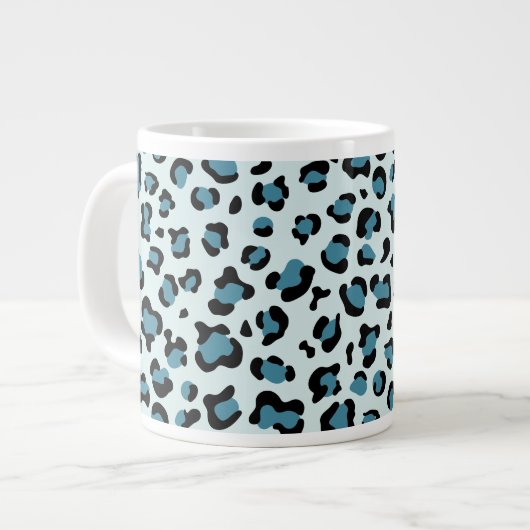 Leopard Print、Leopard Spots、Blue Leopard ジャンボコーヒーマグカップ (正面左)