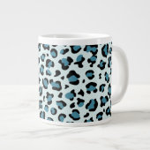 Leopard Print、Leopard Spots、Blue Leopard ジャンボコーヒーマグカップ (正面右)