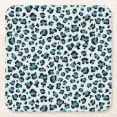 Leopard Print、Leopard Spots、Blue Leopard スクエアペーパーコースター (正面)