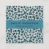 Leopard Print、Leopard Spots、Blue Leopard スクエア名刺 (正面)