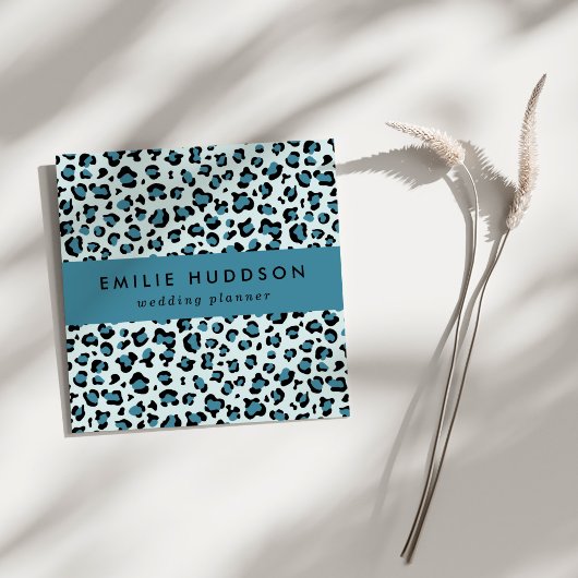 Leopard Print、Leopard Spots、Blue Leopard スクエア名刺
