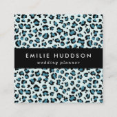 Leopard Print、Leopard Spots、Blue Leopard スクエア名刺 (正面)