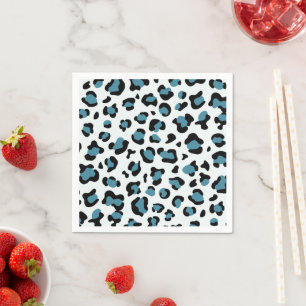 Leopard Print、Leopard Spots、Blue Leopard スタンダードカクテルナプキン