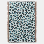 Leopard Print、Leopard Spots、Blue Leopard スローブランケット (正面縦)