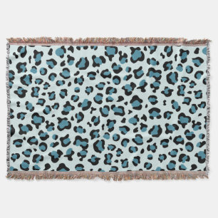 Leopard Print、Leopard Spots、Blue Leopard スローブランケット