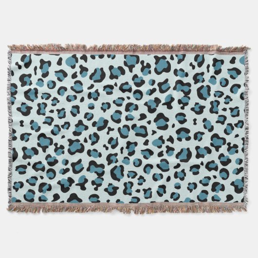 Leopard Print、Leopard Spots、Blue Leopard スローブランケット (正面)