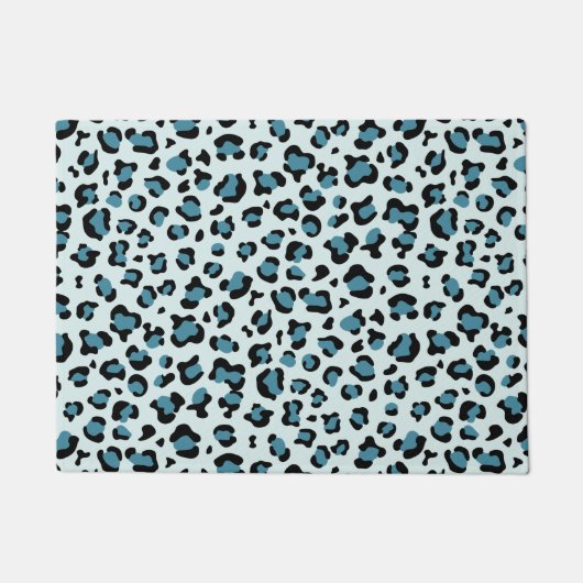 Leopard Print、Leopard Spots、Blue Leopard ドアマット (正面)