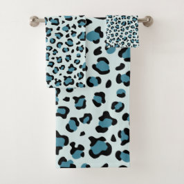 Leopard Print、Leopard Spots、Blue Leopard バスタオルセット