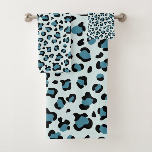 Leopard Print、Leopard Spots、Blue Leopard バスタオルセット (インサイチュ)