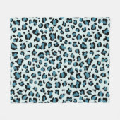 Leopard Print、Leopard Spots、Blue Leopard フリースブランケット (正面(横))