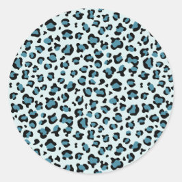 Leopard Print、Leopard Spots、Blue Leopard ラウンドシール