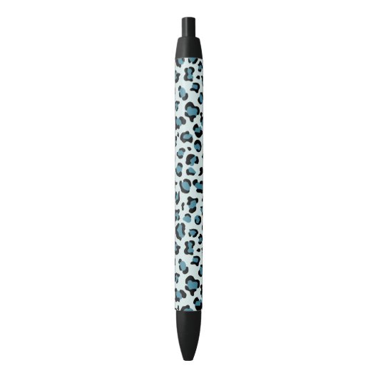 Leopard Print、Leopard Spots、Blue Leopard 黒ボールペン (正面縦)