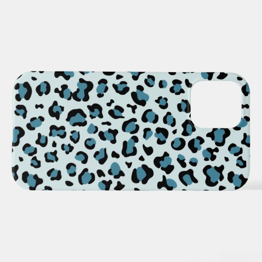 Leopard Print、Leopard Spots、Blue Leopard iPhoneケース (裏面横)