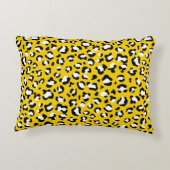 Leopard Print、Leopard Spots、Yellow Leopard アクセントクッション (裏面)
