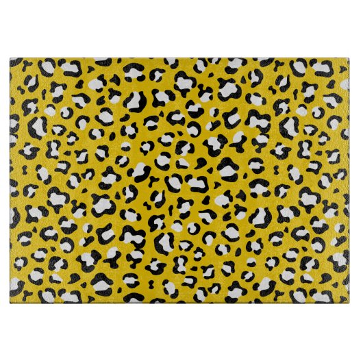 Leopard Print、Leopard Spots、Yellow Leopard カッティングボード (正面)