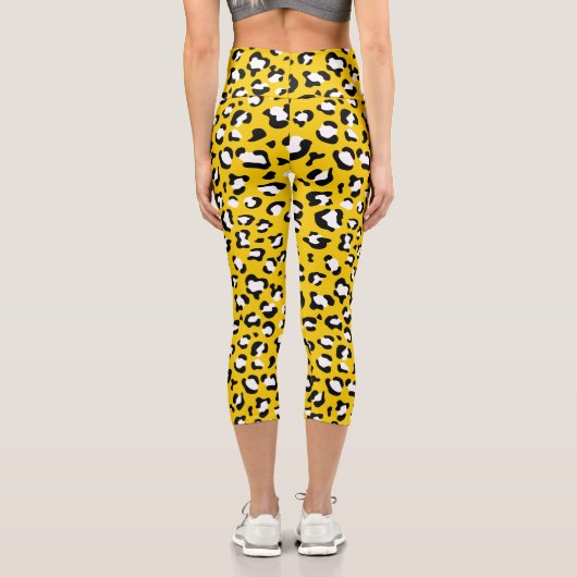 Leopard Print、Leopard Spots、Yellow Leopard カプリレギンス (裏面)