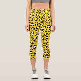 Leopard Print、Leopard Spots、Yellow Leopard カプリレギンス