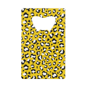 Leopard Print、Leopard Spots、Yellow Leopard クレジットカード栓抜き
