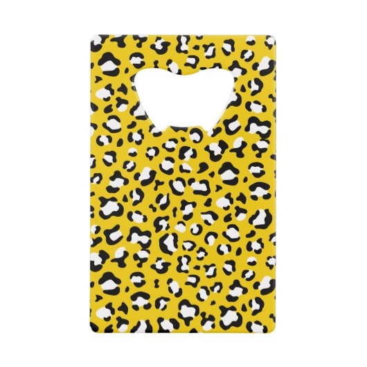 Leopard Print、Leopard Spots、Yellow Leopard クレジットカード栓抜き (正面)