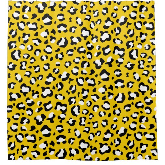 Leopard Print、Leopard Spots、Yellow Leopard シャワーカーテン (正面)