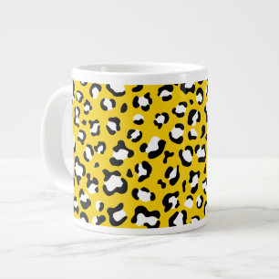 Leopard Print、Leopard Spots、Yellow Leopard ジャンボコーヒーマグカップ