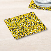 Leopard Print、Leopard Spots、Yellow Leopard スクエアペーパーコースター (アングル)
