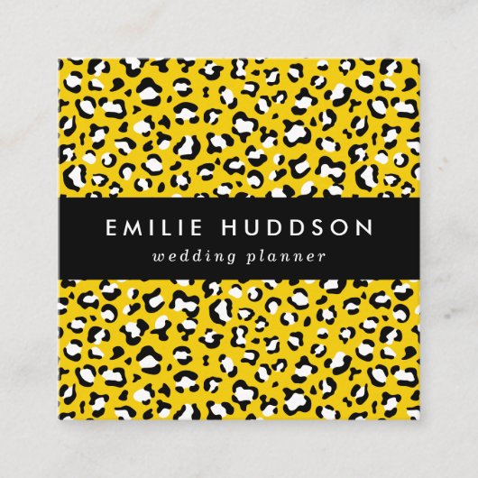 Leopard Print、Leopard Spots、Yellow Leopard スクエア名刺 (正面)