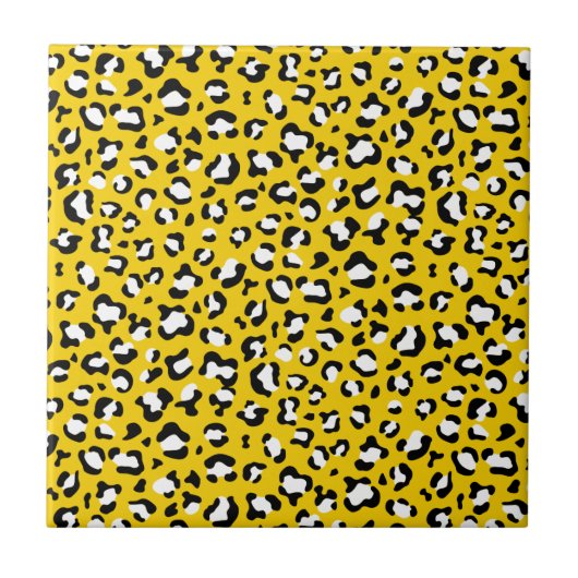 Leopard Print、Leopard Spots、Yellow Leopard タイル (正面)