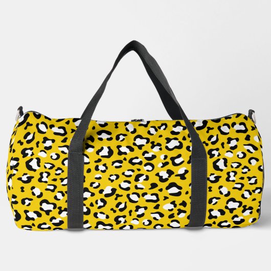Leopard Print、Leopard Spots、Yellow Leopard ダッフルバッグ (正面)