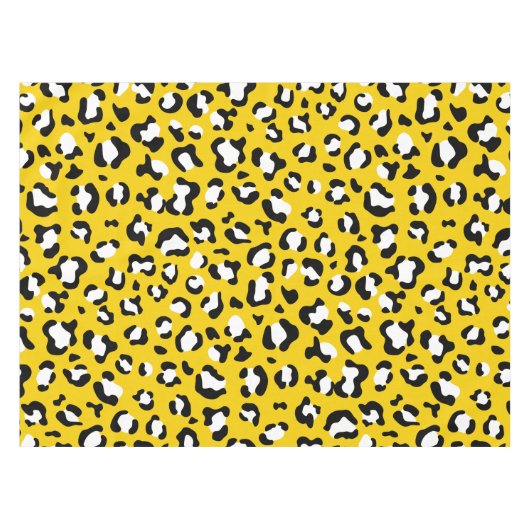 Leopard Print、Leopard Spots、Yellow Leopard テーブルクロス (正面(横))
