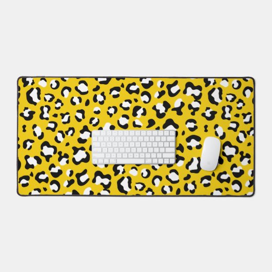 Leopard Print、Leopard Spots、Yellow Leopard デスクマット (キーボード&マウス)