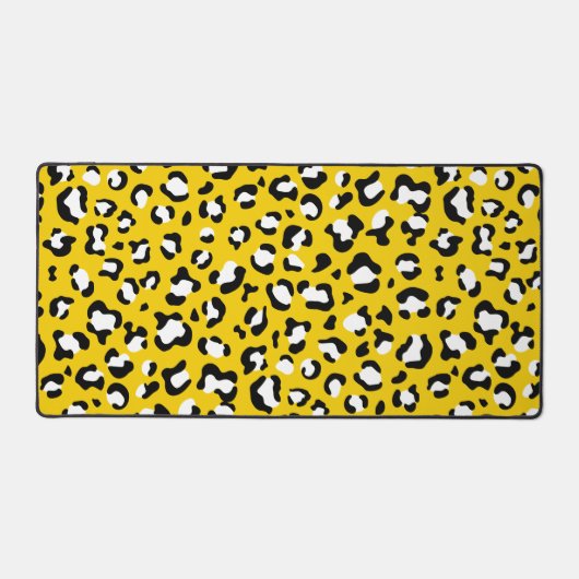 Leopard Print、Leopard Spots、Yellow Leopard デスクマット (正面)