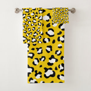 Leopard Print、Leopard Spots、Yellow Leopard バスタオルセット