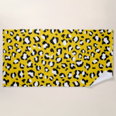 Leopard Print、Leopard Spots、Yellow Leopard ビーチタオル (正面)