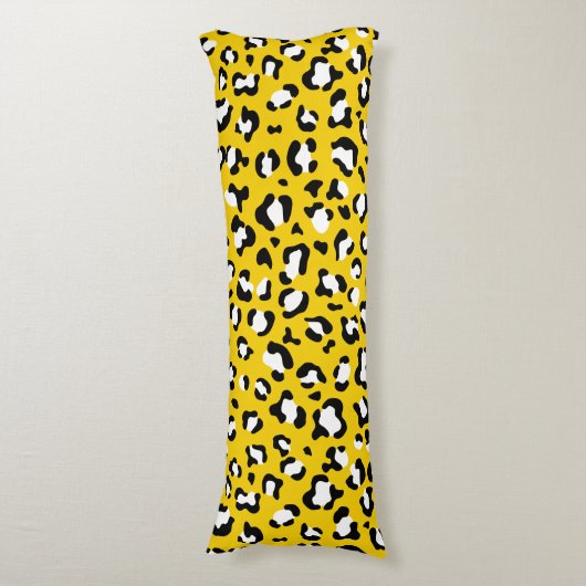 Leopard Print、Leopard Spots、Yellow Leopard ボディピロー (正面縦)