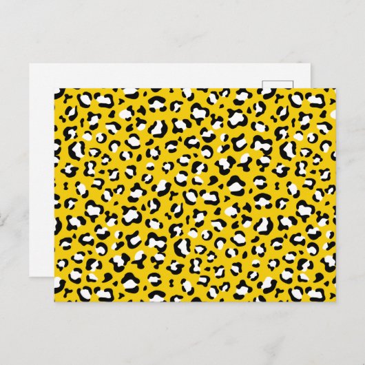 Leopard Print、Leopard Spots、Yellow Leopard ポストカード (正面/裏面)