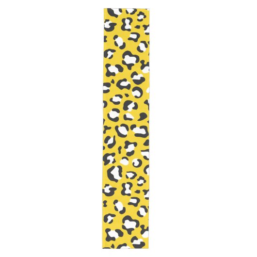 Leopard Print、Leopard Spots、Yellow Leopard ミディアムテーブルランナー (正面)
