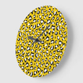 Leopard Print、Leopard Spots、Yellow Leopard ラージ壁時計 (傾斜)