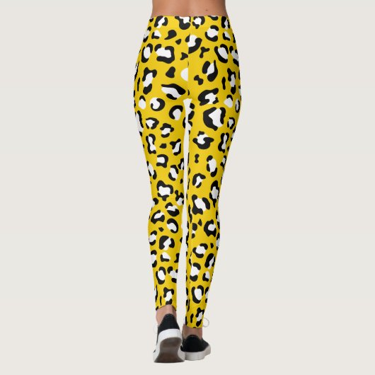 Leopard Print、Leopard Spots、Yellow Leopard レギンス (裏面)
