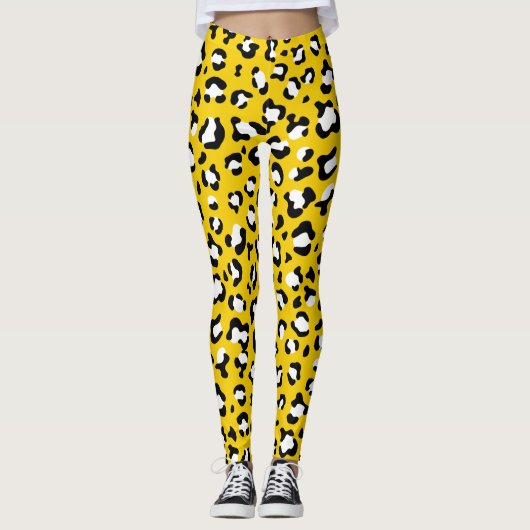 Leopard Print、Leopard Spots、Yellow Leopard レギンス (正面)