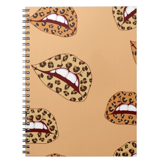 Leopard print lipsシームレスなパターン、cheetah lips d ノートブック (正面)
