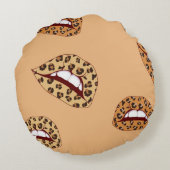 Leopard print lips seamless pattern,cheetah lips d ラウンドクッション (裏面)